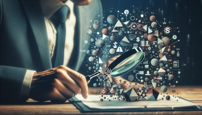 New Debt Consolidation Lenders to Know: UK's Best | DCL Person analysing financial document with magnifying glass, focusing on interest rates, repayment periods, and fees.